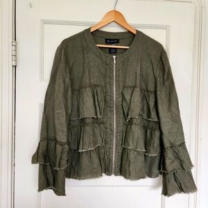 Linen Ruffle Jacket 100% Linen INC XL